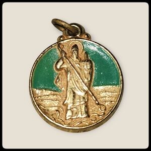 Gold and Green Saint Pendant